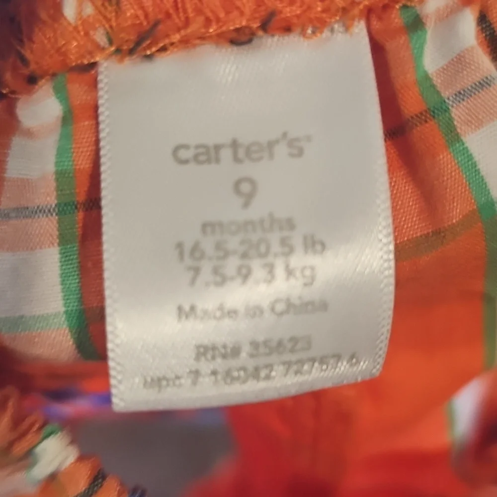 N Orange Plaid Shorts Carters Sz 9 Mth